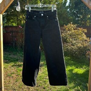 Zara Cropped Wide Leg Jean in Black Sz 4